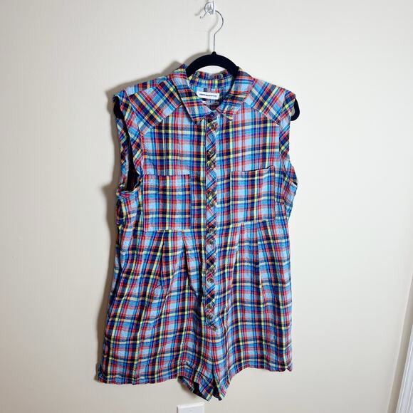 Urban Outfitters Women Zoey Workwear Romper Plaid Size M 100% Cotton - Picture 5 of 8